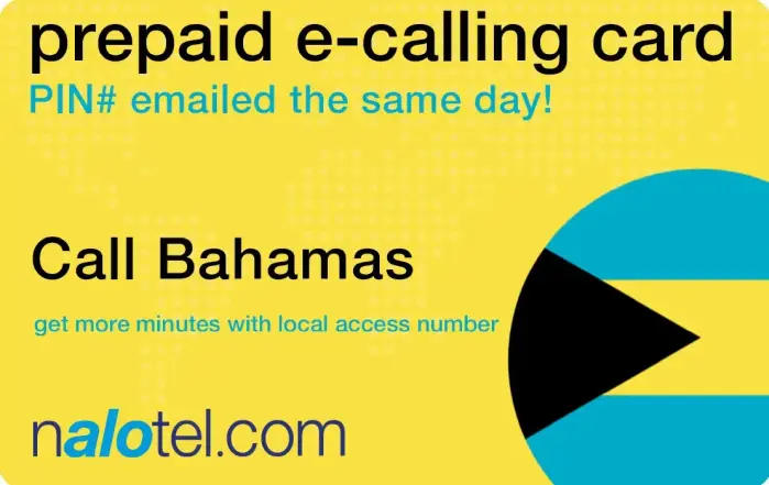Nalotel Bahamas calling card for affordable international calling from USA and Canada