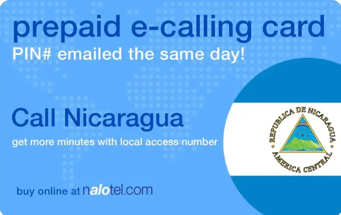 Nalotel Nicaragua calling card for affordable international calls from USA and Canada