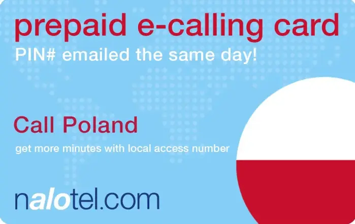 Nalotel Poland calling card for affordable international calls from USA and Canada