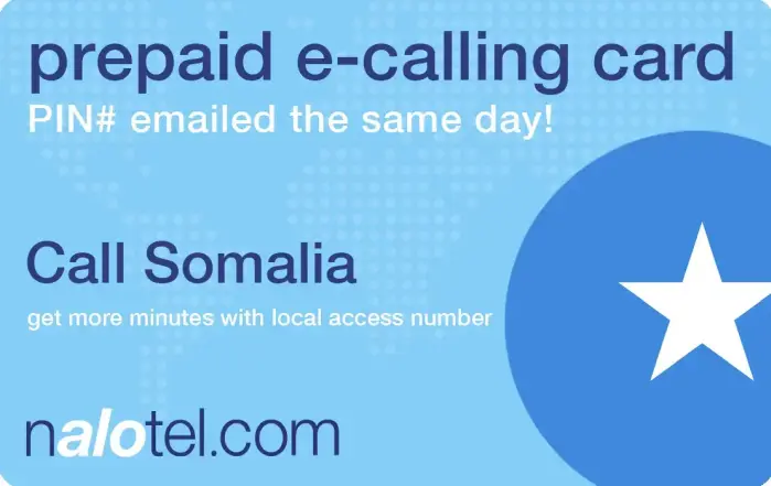 Nalotel Somalia calling card for affordable international calls from USA and Canada