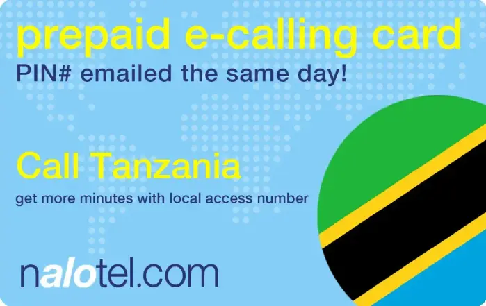 Nalotel Tanzania calling card for affordable international calls from USA and Canada